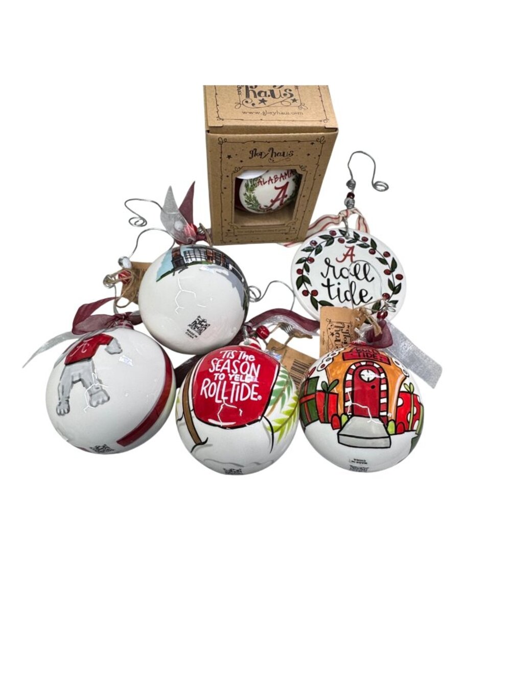 Lot Alabama Crimson Tide Ornaments Glory Haus Alabama Christmas Roll Tide Set 6
